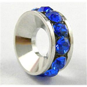 copper beads with rhinestone, platinum plated, 10mm dia,hole:4mm [FDSTY20PP]