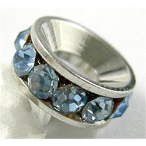 copper beads with rhinestone, platinum plated, 10mm dia,hole:4mm [FDSTY24PP]