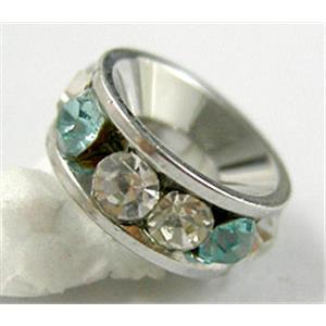 copper beads with rhinestone, platinum plated, 10mm dia,hole:4mm [FDSTY25PP]