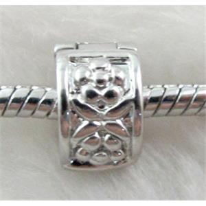 Stopper Beads, clip, copper, platinum plated, 10mm dia, hole:3mm [FDSTY284]