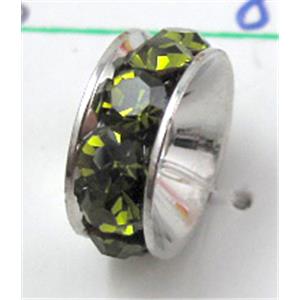 alloy bead with rhinestone, platinum plated, 10mm dia,hole:4mm [FDSTY92PP]