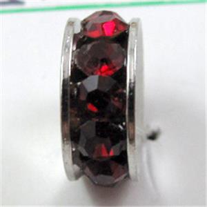 alloy bead with rhinestone, platinum plated, 10mm dia,hole:4mm [FDSTY94PP]