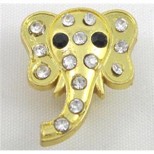 bracelet bar, alloy spacer with rhinestone, gold plated, approx 18x20mm, 5x10mm hole [FDSTYA2124]