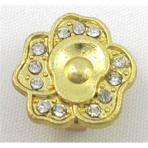 bracelet bar, alloy spacer with rhinestone, gold plated, approx 17mm dia, 5x10mm hole [FDSTYA2125]