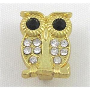 bracelet bar, alloy spacer with rhinestone, gold plated, approx 12x15mm, 5x10mm hole [FDSTYA2126]