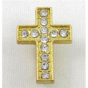 bracelet bar, alloy spacer with rhinestone, gold plated, approx 12x17mm, 5x10mm hole [FDSTYA2127]