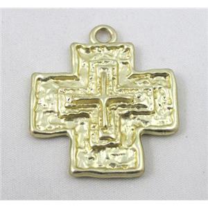 cross alloy pendant, duck- gold, approx 35x40mm [FDSTYA2134]