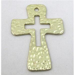 hammered cross alloy pendant, duck-gold, approx 35x50mm [FDSTYA2138]