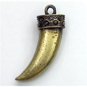 alloy horn pendant with rhinestone, bronze, approx 13-35mm [FDSTYA2162]