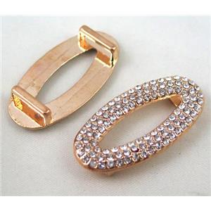 bracelet bar, alloy bead paved with rhinestone, red copper, approx 18x38mm, hole 3x10mm [FDSTYA2166]