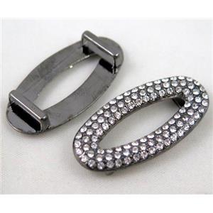 bracelet bar, alloy bead paved with rhinestone, black, approx 18x38mm, hole 3x10mm [FDSTYA2167]