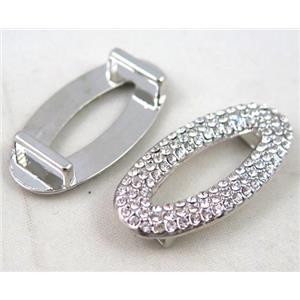 bracelet bar, alloy bead paved with rhinestone, platinum plated, approx 18x38mm, hole 3x10mm [FDSTYA2168]