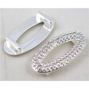bracelet bar, alloy bead paved with rhinestone, silver plated, approx 18x38mm, hole 3x10mm [FDSTYA2169]