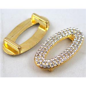 bracelet bar, alloy bead paved with rhinestone, gold plated, approx 18x38mm, hole 3x10mm [FDSTYA2170]