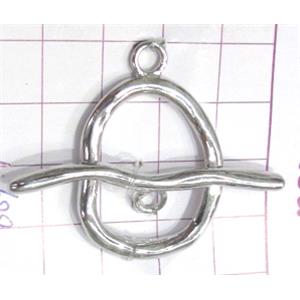 Copper toggle clasps, 24x35mm, stick: 44mm length, color code: D silver [FDTG-K688SP]