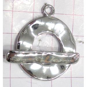 Copper toggle clasps, 30mm dia, stick: 38mm length, color code: D silver [FDTG-K699SP]