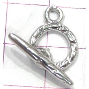 Copper toggle clasps, 11mm dia, stick: 18mm length, color code: D silver [FDTG-K700SP]