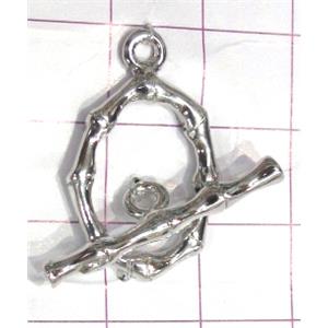 Copper toggle clasps, 16x27mm, stick: 30mm length, color code: D silver pl [FDTG-K701SP]
