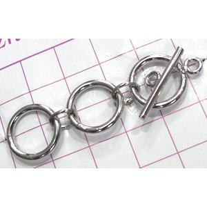 Copper toggle clasps, 12x22mm, color code: F platinum [FDTG-K816PP]