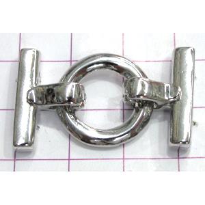 Copper toggle clasps, 20x35mm, ring: 18mm, color code: D silver plated [FDTG-K853SP]