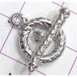 Copper toggle clasps, 12mm dia, stick: 18mm, color code: F platinum [FDTG-K860PP]