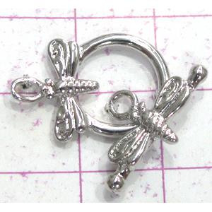 Copper toggle clasps, 14mm dia, color code: D silver plated [FDTG-K869SP]