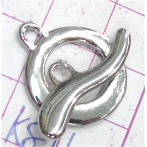 Copper toggle clasps, 18mm dia, stick: 22mm, color code: D silver plated [FDTG-K871SP]