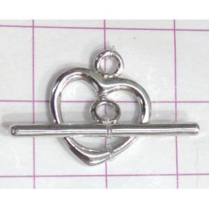 Copper toggle clasps, 14mm wide, stick: 27mm, color code: D silver plate [FDTG-K872SP]