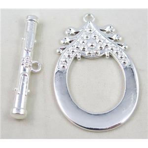 alloy toggle clasps, silver plated, approx 40x60mm, stick: 7x50mm [FDTG02]