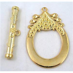 alloy toggle clasps, gold plated, approx 40x60mm, stick: 7x50mm [FDTG03]