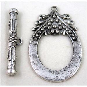 alloy toggle clasps, antique silver, approx 40x60mm, stick: 7x50mm [FDTG04]