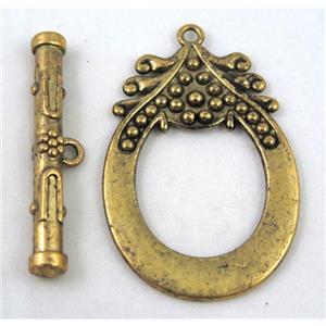 alloy toggle clasps, antique gold plated, approx 40x60mm, stick: 7x50mm [FDTG05]
