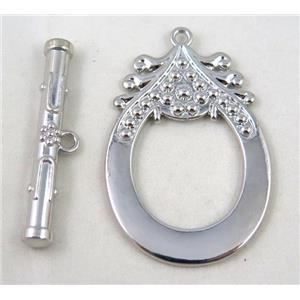 alloy toggle clasps, platinum plated, approx 40x60mm, stick: 7x50mm [FDTG06]