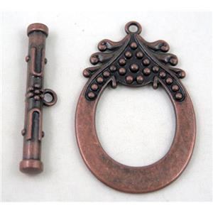 alloy toggle clasps, antique red copper, approx 40x60mm, stick: 7x50mm [FDTG08]
