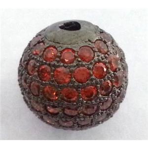 paved zircon copper bead, round, black plated, approx 10mm dia, 2mm dia [FDZN109-10MM]