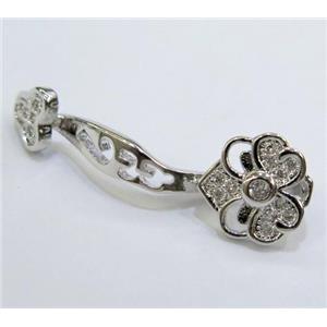 paved zircon copper pendant, platinum plated, approx 10-30mm [FDZN124]