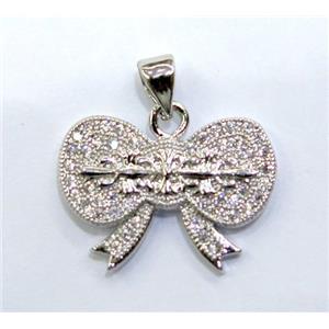 paved zircon copper pendant, platinum plated, approx 20-25mm [FDZN133]