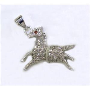 paved zircon copper pendant, platinum plated, approx 20-33mm [FDZN144]