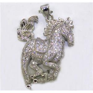 paved zircon copper pendant, platinum plated, approx 20-33mm [FDZN145]
