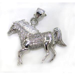 paved zircon copper pendant, platinum plated, approx 20-33mm [FDZN146]