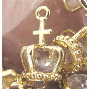 crown pendant with crystal, copper, gold plated, approx 13x8.5 [FDZN152]