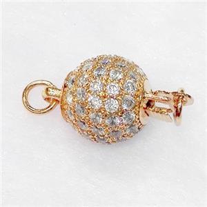paved zircon copper connector, red copper, approx 12mm dia [FDZN155-12MM]