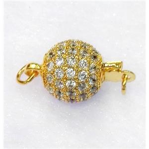 paved zircon copper connector, gold plated, approx 8mm dia [FDZN156-8MM]