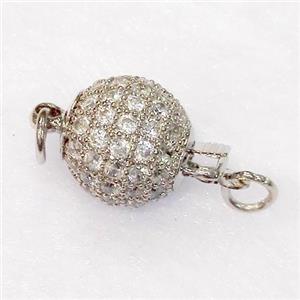 paved zircon copper connector, platinum plated, approx 12mm dia [FDZN157-12MM]
