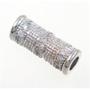 Zircon, copper spacer bead, platinum plated, approx 6x16mm, 4mm hole [FDZN173]