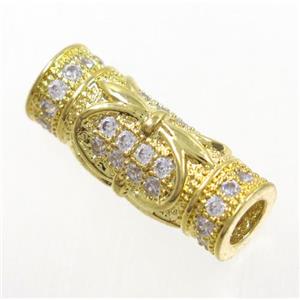 Zircon, copper spacer bead, gold plated, approx 7x18mm, 4mm hole [FDZN174]