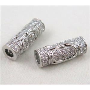 Zircon, copper spacer bead, platinum plated, approx 7x18mm, 4mm hole [FDZN175]