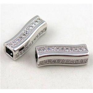 Zircon, copper spacer bead, platinum plated, approx 7x7x18mm, 4x4mm hole [FDZN176]