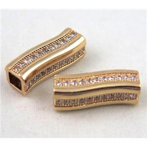 Zircon, copper spacer bead, gold plated, approx 7x7x18mm, 4x4mm hole [FDZN177]