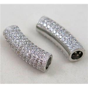 Zircon, copper spacer bead, platinum plated, approx 7.5x22mm, 5mm hole [FDZN178]